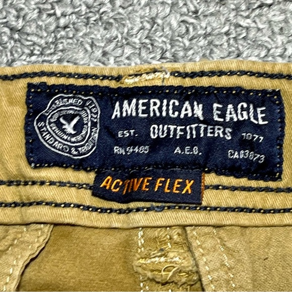 American Eagle Active Flex Longer Length Shorts Mens Size 26 Khaki Chino Causal - Picture 4 of 10